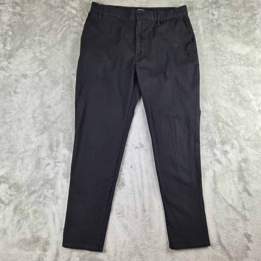 Elwood Chino Pants Mens 34 Black Stretch Slim Tapered Trousers Workwear Casual